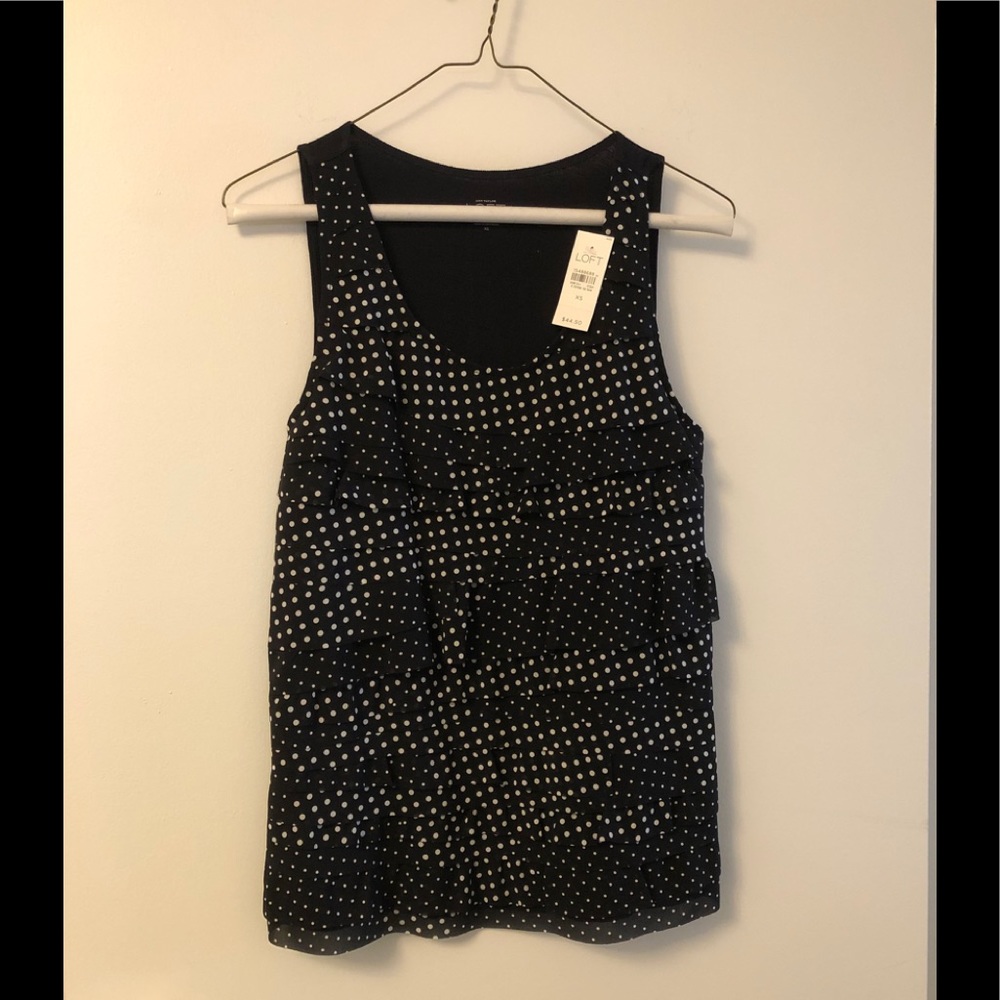 Loft top - XS- NWT - Navy blue and white